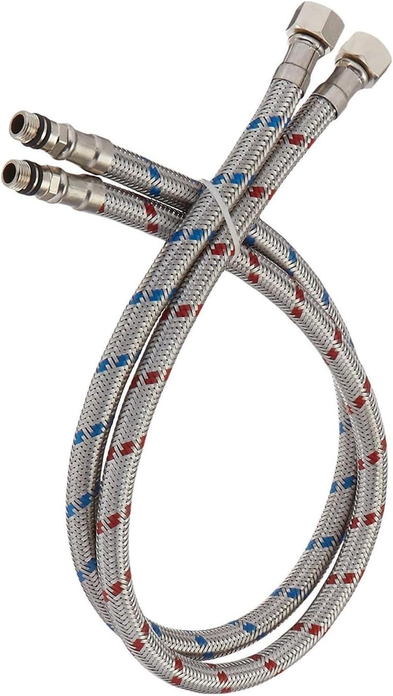 RUITHOE Flexible Connector Braided Stainless Steel Bathroom Faucet Supply Lines Bathroom Kitchen Faucet Hose 32" Length 3/8-Inch Female Compression Thread x M10 Male Connector x 2 Pcs (1 Pair) - Image 1